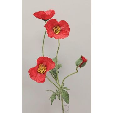 Artificial poppy branch OXANDRINE, red, 24"/60cm