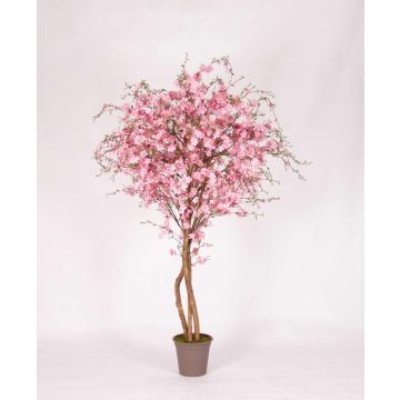 False peach tree MILTRAUD, natural stems, blossoms, pink, 7ft/200cm - Made in Italy