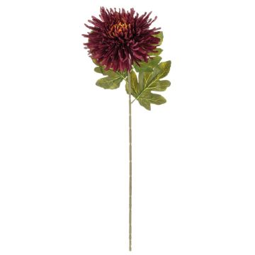 Artificial chrysanthemum RUNDA, dark violet-orange, 28"/70cm, Ø7"/18cm