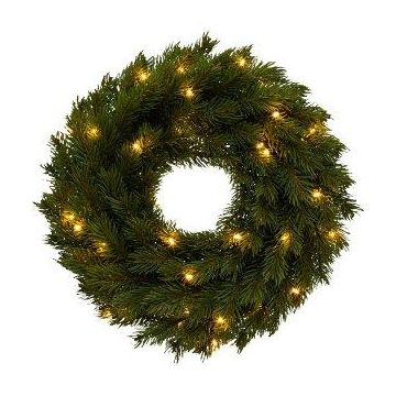 Artificial fir wreath JOTRA, LEDs, battery, crossdoor, green, Ø16"/40cm