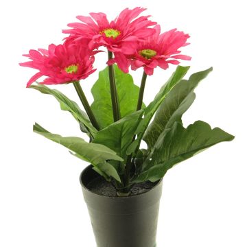 Artificial gerbera XIAOOU in decorative pot, pink, 10"/25cm