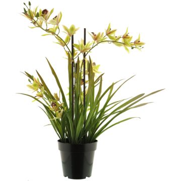 Artificial Cymbidum orchid XINGUI, green-red, 28"/70cm