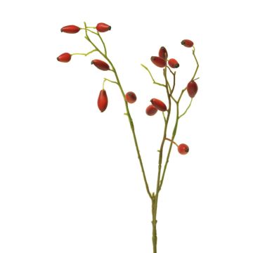 Artificial wild rose branch XINGRUI with rose hips, red, 18"/45cm