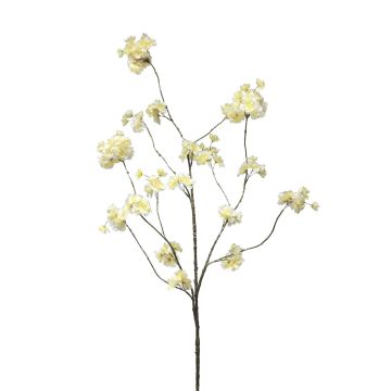Artificial plum tree branch OUNALI with flowers, white, 4ft/125cm