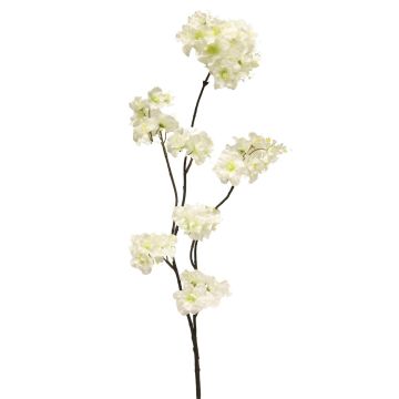Artificial plum tree branch OUNALI with flowers, white, 33"/85cm