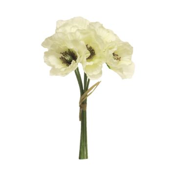 Artificial poppy bouquet XIONG, white, 12"/30cm