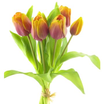 Artificial tulip bouquet LONA, purple-yellow, 12"/30cm