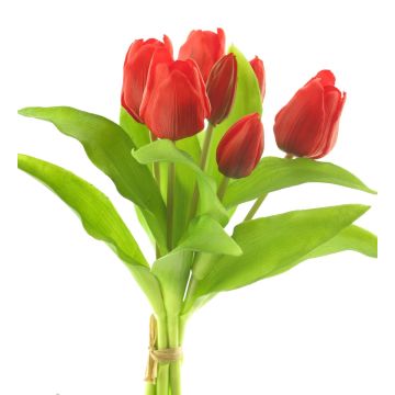 Artificial tulip bouquet LONA, red-black, 12"/30cm