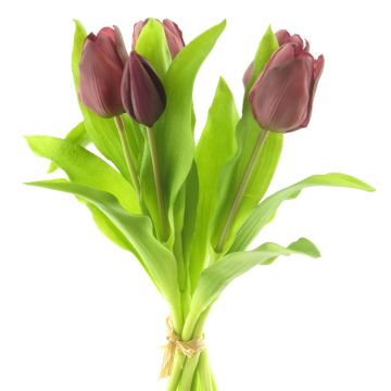 Artificial tulip bouquet LONA, dark purple, 12"/30cm