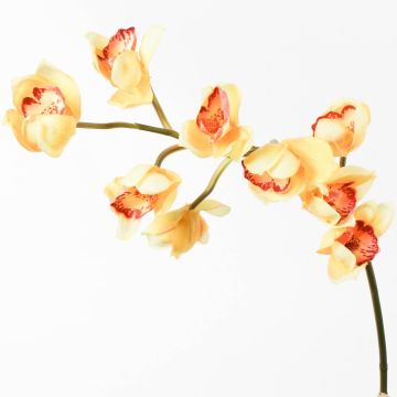 Fake sprig of orchid cymbidium OKSANA, yellow, 31"/80cm, Ø2.6"/6,5cm