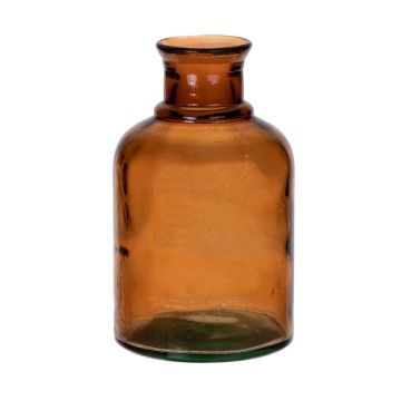 Glass bottle BELISA, recycled, brown-clear, 8"/19,5cm, Ø4.7"/12cm