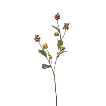 Artificial snowberry branch ÜBBE with berries, brown, 28"/70cm