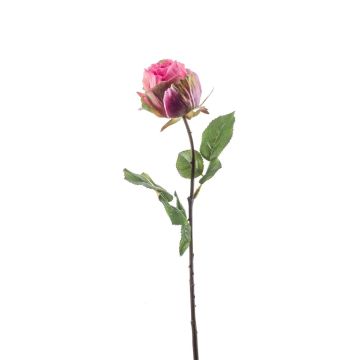 Artificial rose POPI, fuchsia-green, 22"/55cm