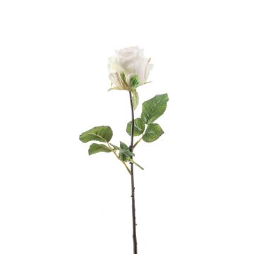 Artificial rose POPI, white-green, 22"/55cm