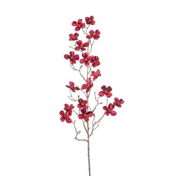 Artificial branch Dogwood MECIA with flowers, metallic red, 31"/80cm