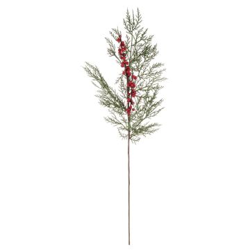 Plastic cedar branch AMANDLA with berries, red-green, 31"/80cm