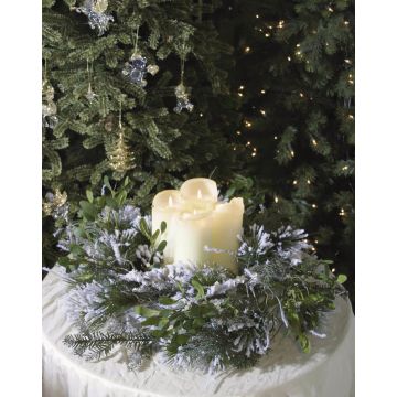 Decorative yew branch ARUWIMI with glitter, green, 20"/50cm