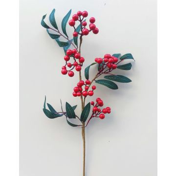 Plastic rowan branch BERNFRIEDE with fruits, red, 22"/55cm