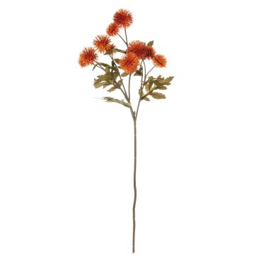 Artificial safflower flower branch TRUDBERTA, dry look, orange, 22"/55cm