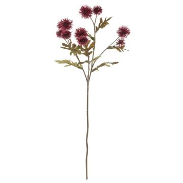 Artificial safflower flower branch TRUDBERTA, dry look, burgundy red, 22"/55cm