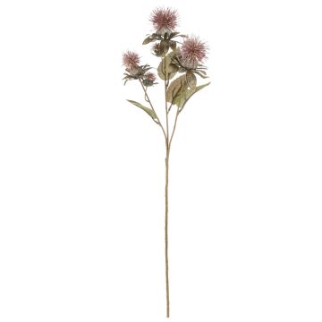 Plastic safflower flower branch VALDISOLI, dry look, dusky pink, 22"/55cm