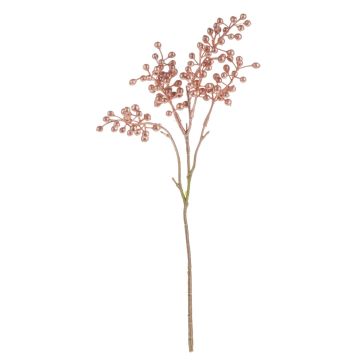 Artificial branch Gaultheria ROGAN with fruits, metallic rose gold, 16"/40cm