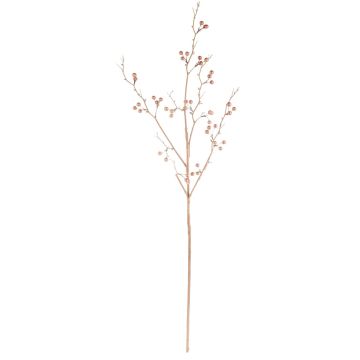 Plastic snowberry branch WAKILIA with fruits, metallic rose gold, 3ft/100cm