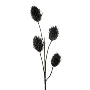 Plastic foam sea holly MISAEL with glitter, black, 4ft/120cm