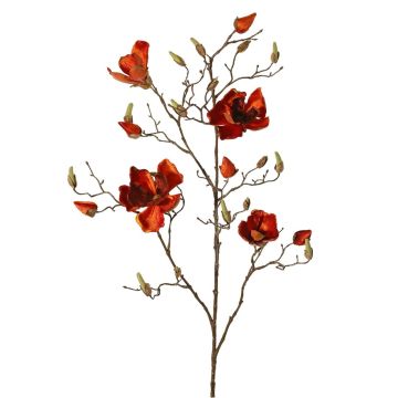 Velvet magnolia branch JACKA, dark orange, 3ft/105cm