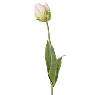 Artificial flower Parrot tulip UAKARI, white-green, 26"/65cm, Ø2.4"/6cm