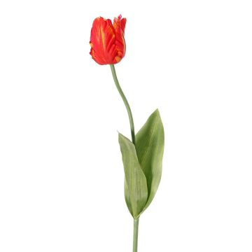 Artificial flower Parrot tulip UAKARI, red-orange-green, 26"/65cm, Ø2.4"/6cm