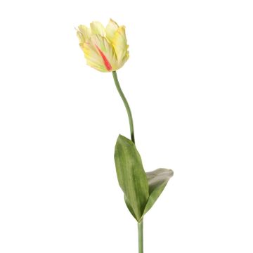 Artificial flower Parrot tulip UAKARI, light yellow-green-pink, 26"/65cm, Ø2.4"/6cm