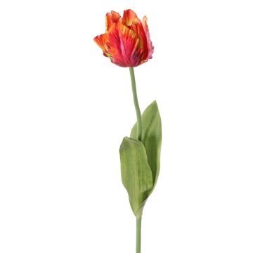 Artificial flower Parrot tulip UAKARI, red-fuchsia-orange-green, 26"/65cm, Ø2.4"/6cm