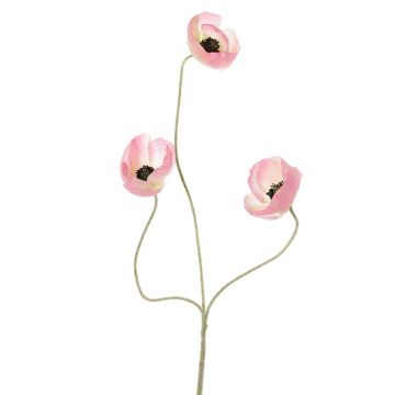 Artificial poppy branch KINKA, pink-cream, 20"/50cm, Ø2"/5cm