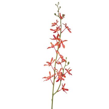 Artificial branch Cattleya orchid TRASSA, red-orange, 31"/80cm