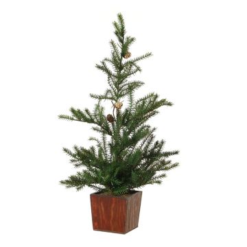 Decorative fir tree CEDARIO with cones, in wooden pot, 24"/60cm