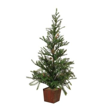 Decorative fir tree CEDARIO with cones, in wooden pot, 3ft/90cm