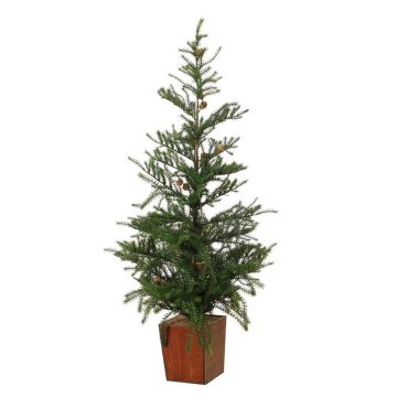 Decorative fir tree CEDARIO with cones, in wooden pot, 4ft/110cm