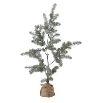 Artificial fir tree DARIMA in jute bag, frosted, 4ft/130cm