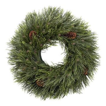 Decorative pine wreath PELVI with cones, green, Ø16"/40cm