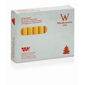 Dinner candles MEDIALA, 20 pcs, 10% beeswax, natural-yellow, 4"/10cm, Ø0.5/1,3cm, 2,5h