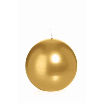 Ball wax candle ROSELLA, gold, Ø4"/10cm, 46h - Made in Germany