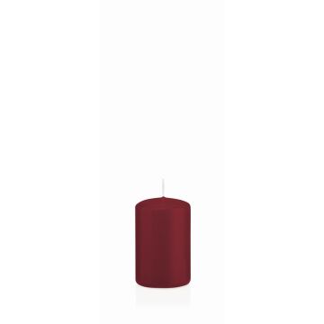 Block candle MAEVA, bordeaux, 3.1"/8cm, Ø2"/5cm, 18h - Made in Germany