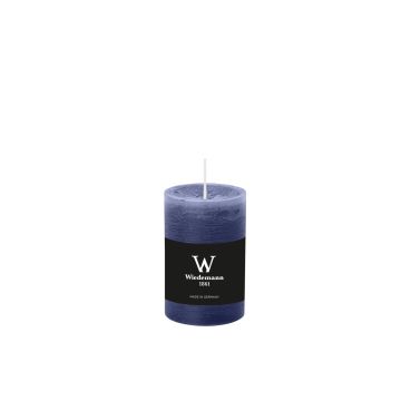 Block candle AURORA, dark blue, 3.5"/9cm, Ø2.3"/5,8cm, 30h - Made in Germany