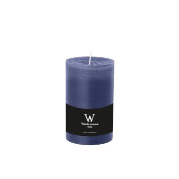 Block candle AURORA, dark blue, 5.1"/13cm, Ø3.1"/7,8cm, 63h - Made in Germany