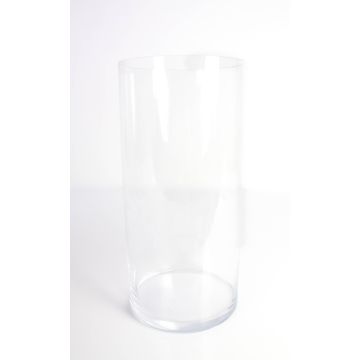 Cylindrical flower vase SANSA EARTH, glass, clear, 16"/39,5cm, Ø7.5"/19cm