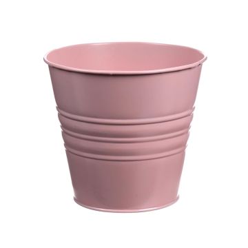 Round plant pot MICOLATO with grooves, zinc, pink, 4.7"/12cm, Ø5.3"/13,5cm