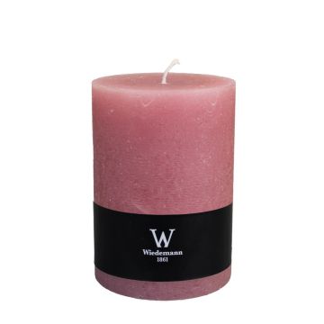 Block candle AURORA, antique pink, 5.5"/14cm, Ø4"/10cm, 100h - Made in Germany