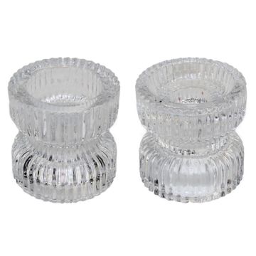 Reversible glass candle holder ARTORIUS for tea lights, pillar candles, clear, 6cm, Ø6,4cm