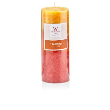 Pillar candle ASTRID with fragrance, Juicy Orange, orange, 5.1"/13cm, Ø2.7"/6,8cm, 60h